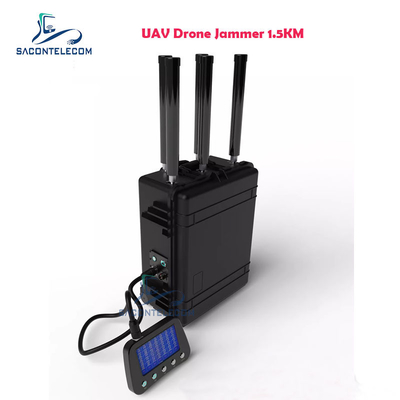 만팩 방수 UAV 드론 신호 전파 교란기 IP55 1.5 킬로미터는 배터리에서 설립되었습니다