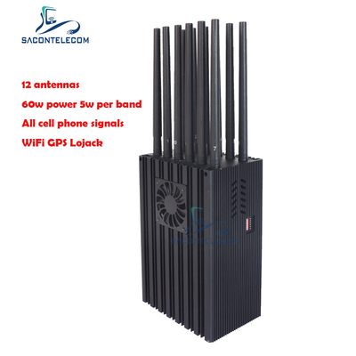 12 안테나 60w 휴대폰 Gps 전파 교란기 2G 3G 4G 5G 와이파이 VHF 로작
