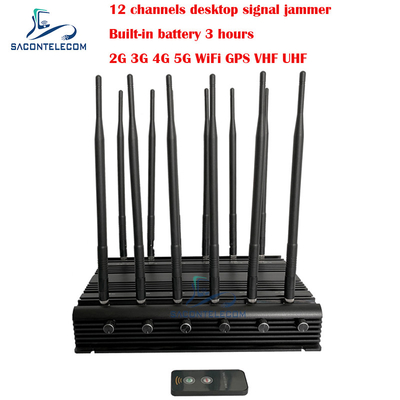 데스크톱 휴대 전화 신호 방해기 34w 2G 3G 4G 5G GPSL1 L2 L5 WiFi VHF UHF 12 안테나