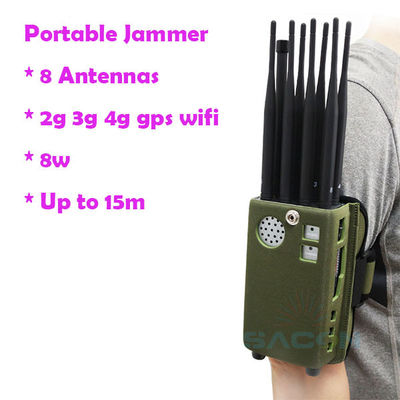 8000mAH 배터리 8 안테나 휴대용 GPS 신호 방해기 2G 3G 4G 신호 차단