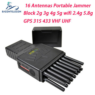 휴대용 16 채널 12W 전력 신호 방해기 및 WiFi 2.4G 5.8G 주파수를 위한 GPS 차단기
