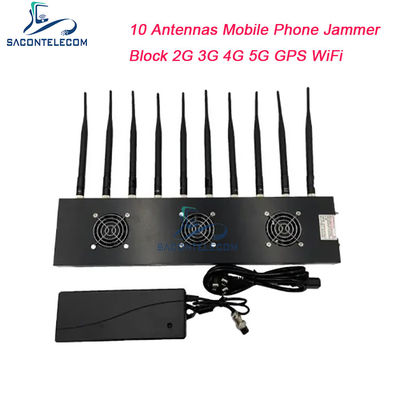 433MHz 40m 범위 신호 방해기 10 채널 및 GPS 와이파이 차단에 대한 18W 출력 전력