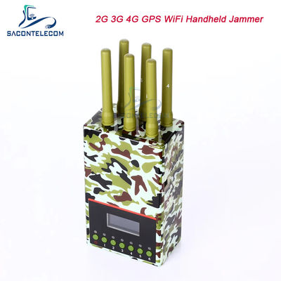 3W 6 채널 20m 군사 신호 방해기 2G 3G 4G GPS 와이파이 4000mAH
