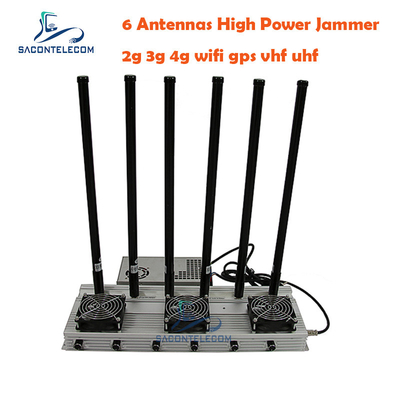 93w UHF LTE 고전력 신호 방해기 2G 3G 4G 와이파이 GPS 6채널