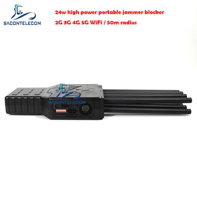 28W 고출력 8채널 휴대용 신호 차단기 (50m 반경, 휴대폰 및 WiFi 차단)