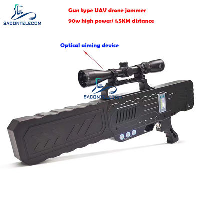 핸드헬드 안티 드론 총 제이머 2.4G 5.8G GPS 90w 전력 2km 거리