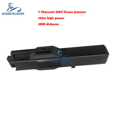 7개 채널은 신호 전파 교란기 120w 고전력 2KM 거리 반대 드론 전파 교란기 총기를 윙윙거립니다