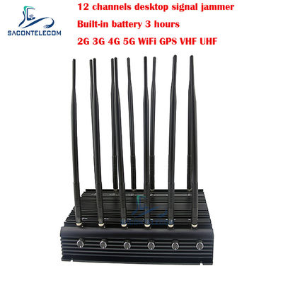 데스크톱 휴대 전화 신호 방해기 34w 2G 3G 4G 5G GPSL1 L2 L5 WiFi VHF UHF 12 안테나