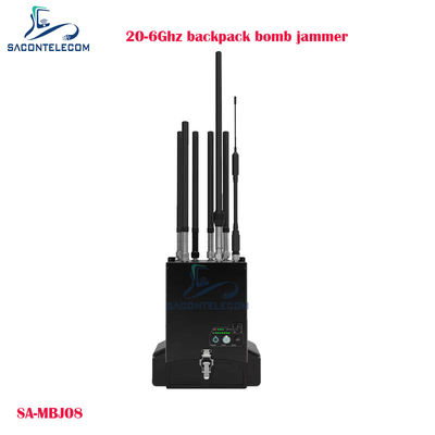 20-6000MHz 100W 전력 및 40m 방해 거리의 맨팩 드론 방해기 등낭 폭탄 방해기 UAV 신호 차단기