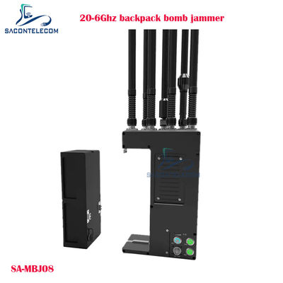 20-6000MHz 100W 전력 및 40m 방해 거리의 맨팩 드론 방해기 등낭 폭탄 방해기 UAV 신호 차단기