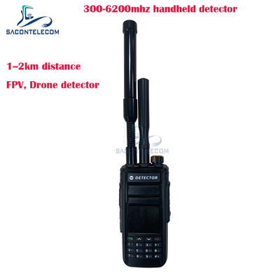 2km Fpv 휴대용 드론 탐지기 300-6200mhz 2 안테나 휴대용 안티 드론 신호 탐지기