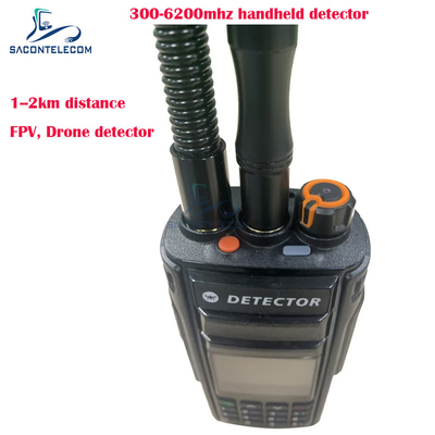 2km Fpv 휴대용 드론 탐지기 300-6200mhz 2 안테나 휴대용 안티 드론 신호 탐지기