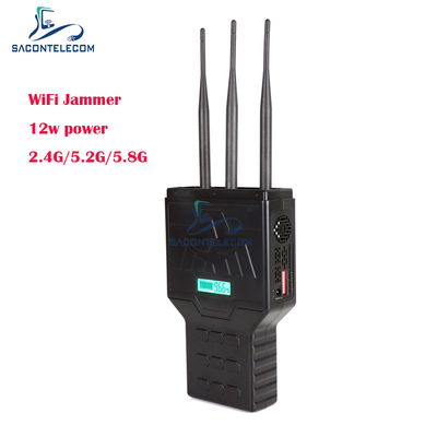 12W 휴대용 와이파이 블루투스 2.4G 5.2G 5.8G 휴대 전화 신호 방해기 50 미터 범위
