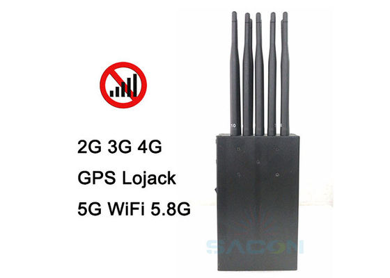 휴대용 10 안테나 5G 신호 재머 블로커, 15m 범위 및 8000mAh 배터리