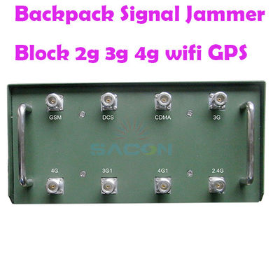 120W 출력 전력 8개의 안테나와 100m 범위의 배낭 신호 방해기 2G 3G 4G 5G VHF UHF WiFi GPS 차단