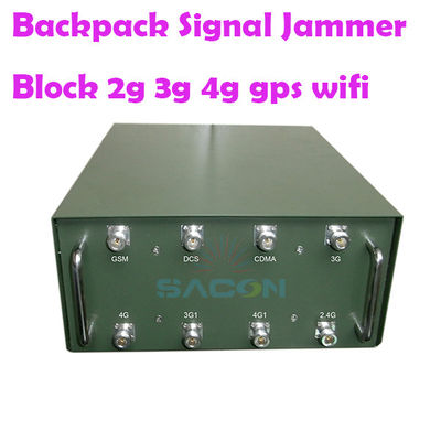 120W 8개의 옴니 안테나를 갖춘 100m 범위 백팩 재머 (2G 3G 4G 5G VHF UHF WiFi GPS 신호 차단용)
