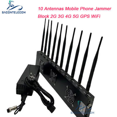 433MHz 40m 범위 신호 방해기 10 채널 및 GPS 와이파이 차단에 대한 18W 출력 전력