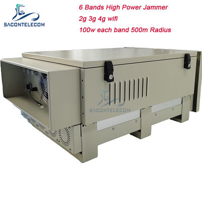 600W 6 밴드 야외 교도소 신호 방해기 2G 3G 4G 5G WiFi GPS를 위한 50-600m 방해 반지름