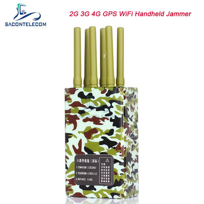 6 안테나 20m 범위 휴대용 휴대 전화 방해기 4000mAh 배터리 GPS 로커 와이파이 신호 차단