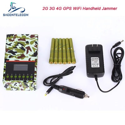 3W 6 채널 20m 군사 신호 방해기 2G 3G 4G GPS 와이파이 4000mAH