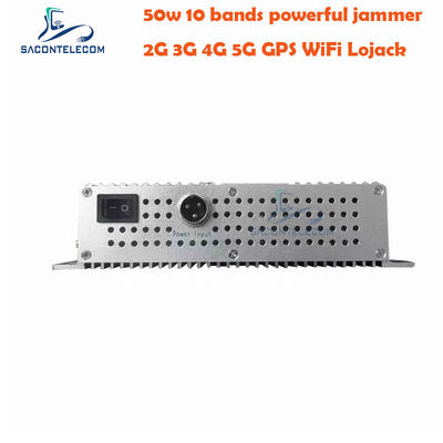 50W 고출력 데스크탑 신호 재머 (GSM DCS 3G 4G 5G용, 안테나 10개 및 냉각 팬 2개 포함)