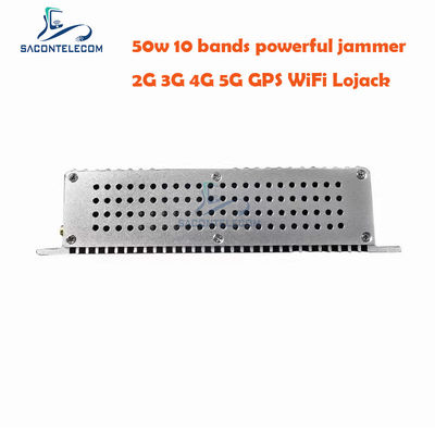 50W 고출력 데스크탑 신호 재머 (GSM DCS 3G 4G 5G용, 안테나 10개 및 냉각 팬 2개 포함)