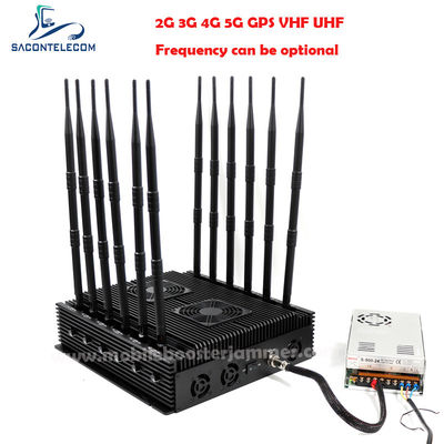 80m 반경 12채널 24시간 작동 신호 재머 블로커 (VHF UHF GPS Lojack 5G용)