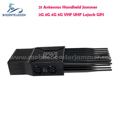 21W 출력 전력 5G 로잭 UHF VHF GPS 와이파이 차단용 21 안테나 소형 신호 방해기