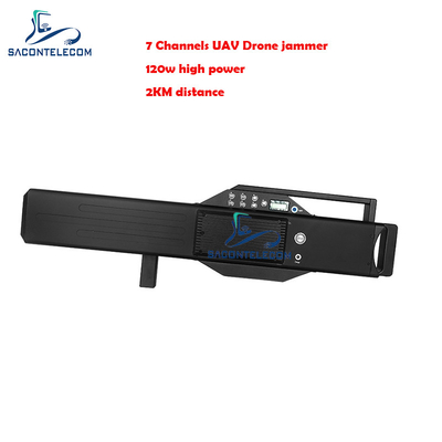 7개 채널은 신호 전파 교란기 120w 고전력 2KM 거리 반대 드론 전파 교란기 총기를 윙윙거립니다