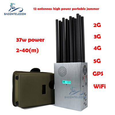 높은 전력 37w 휴대폰 통신 신호 전파 교란기 12 안테나 2G 3G 4G 5G 가지고 다닐 수 있는 전파 교란기