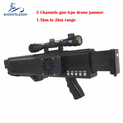 UAV 총기 드론 신호이 전파 교란기 블로커 5 밴드 1.5 킬로미터 거리 130w 고전력