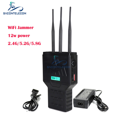 휴대용 휴대 전화 신호 방해기 2.4G 5.2G 5.8G 대역 최대 50m 범위 및 3 대역 커버리지