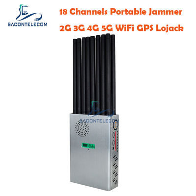 7.4V 20m 휴대전화 신호 방해기 18 안테나 4G 5G GPS 18w
