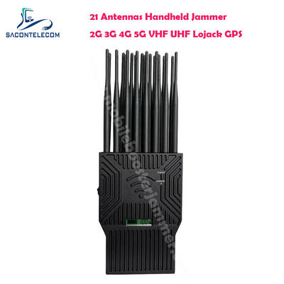 21W 출력 전력 5G 로잭 UHF VHF GPS 와이파이 차단용 21 안테나 소형 신호 방해기